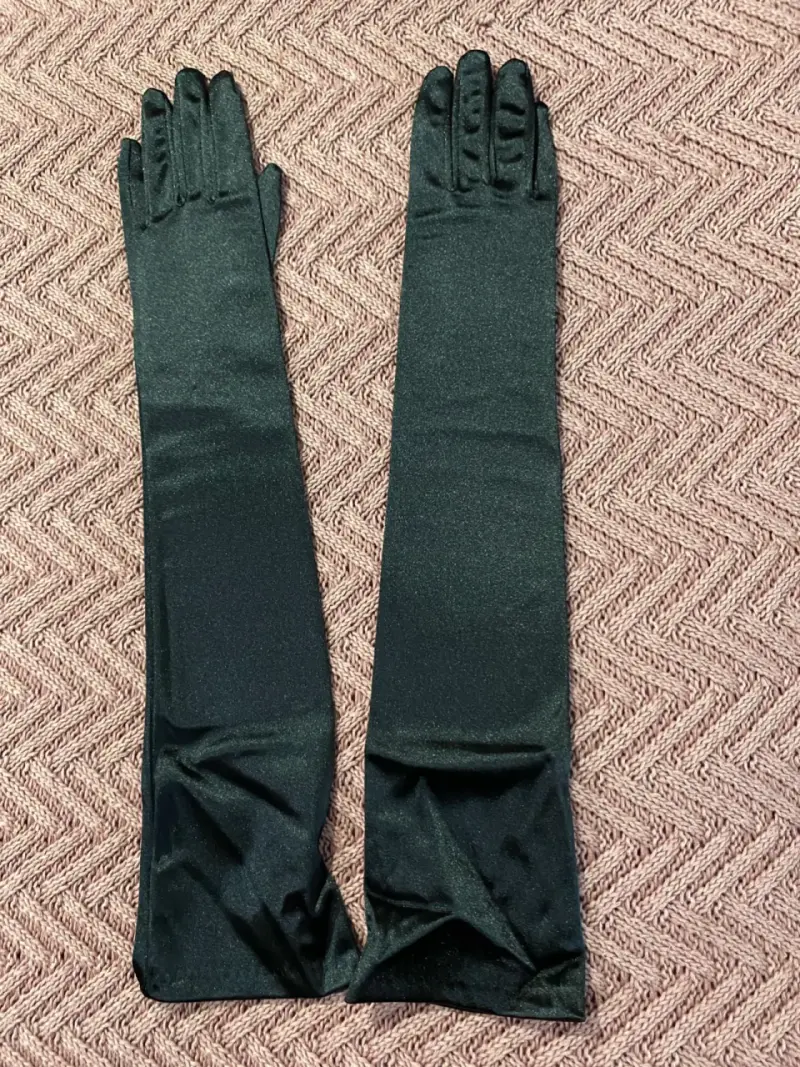 Guantes largos de satín negro elegantes - 1