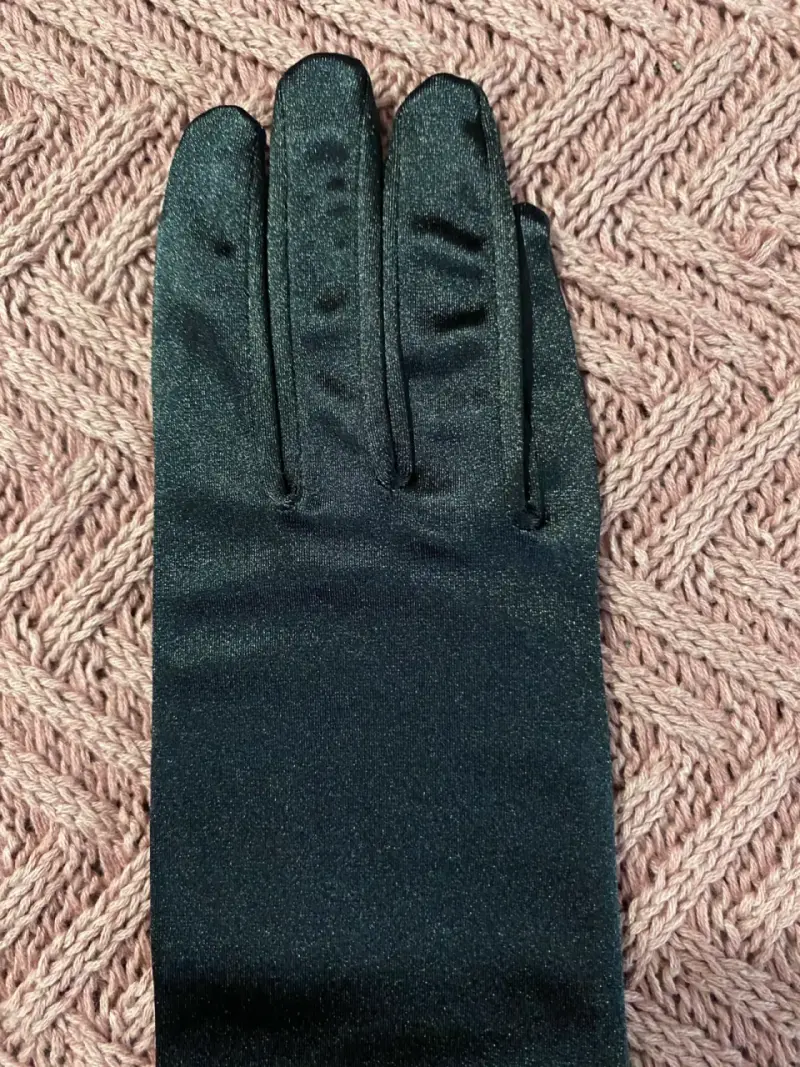 Guantes largos de satín negro elegantes - 4