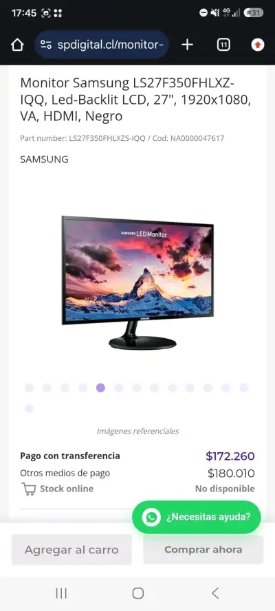 Monitor Samsung 27 pulgadas Full HD - miniatura 1