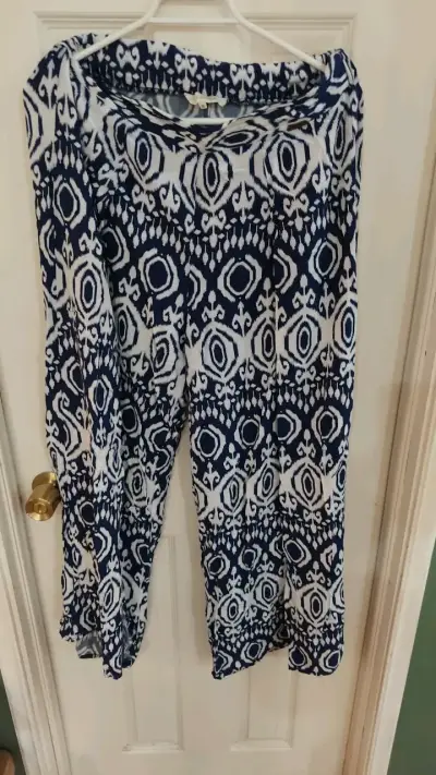 Pantalones estampados azul y blanco Etienne - miniatura 1