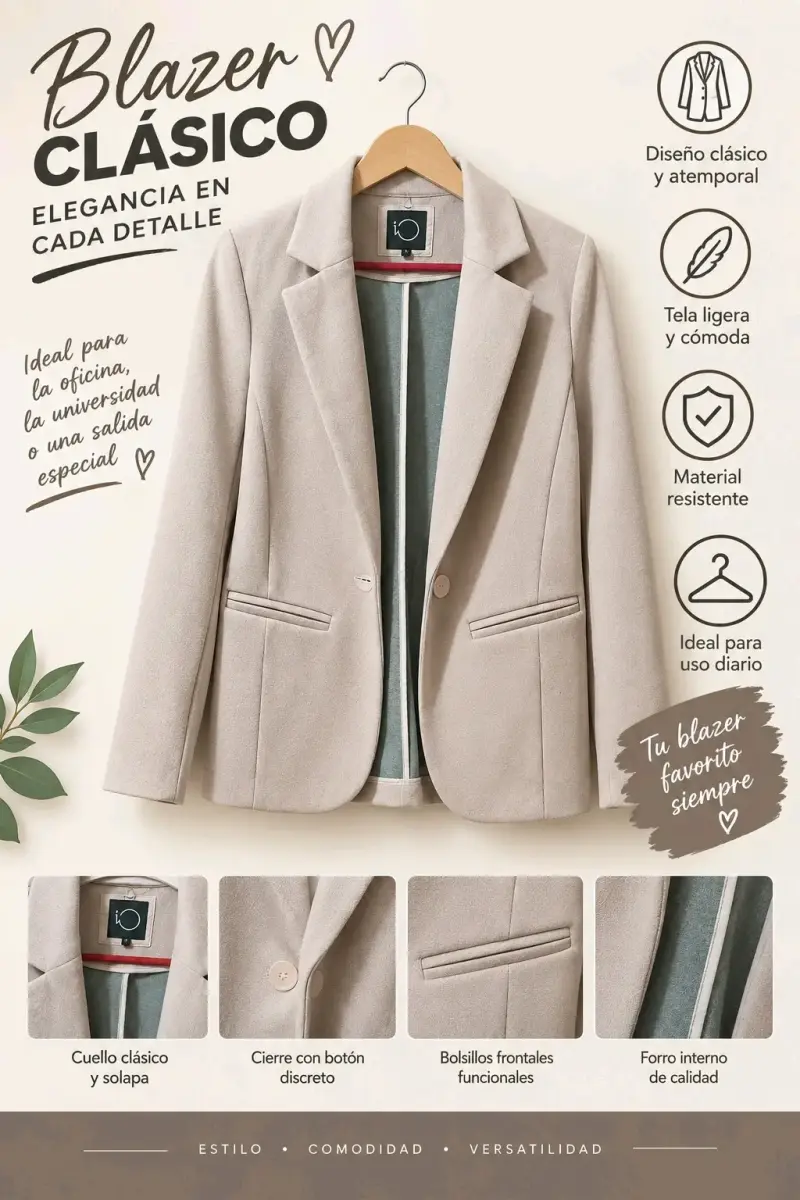 Blazer beige elegante para mujer