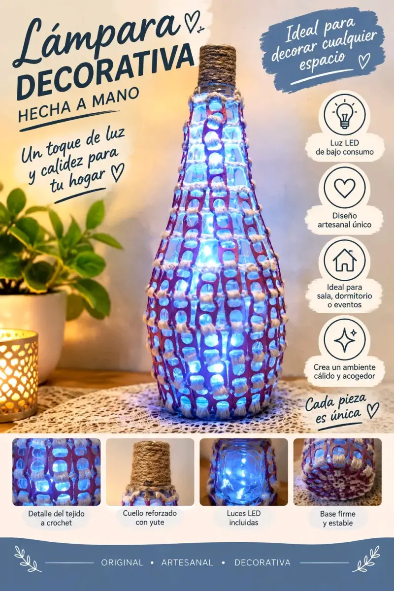 Lámpara decorativa de botella  con luces L