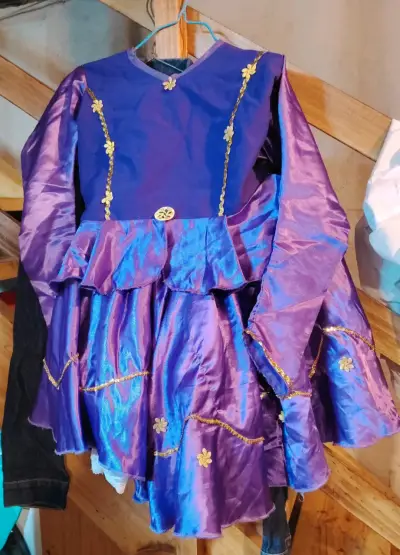 Disfraz de princesa azul con detalles dorados - miniatura 1
