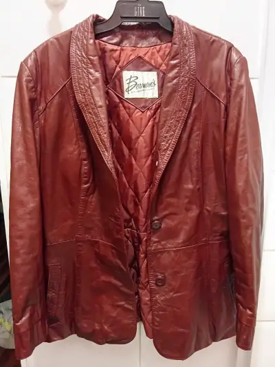 Chaqueta de cuero marrón para mujer Bermans - miniatura 1