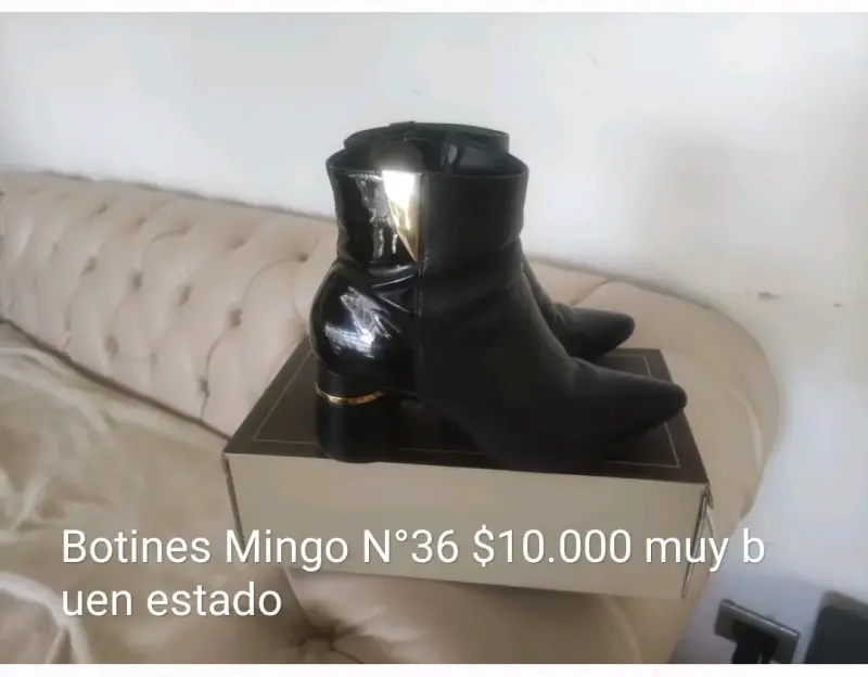 Botines de cuero negro Gacel N°36 con cierre lateral - 4