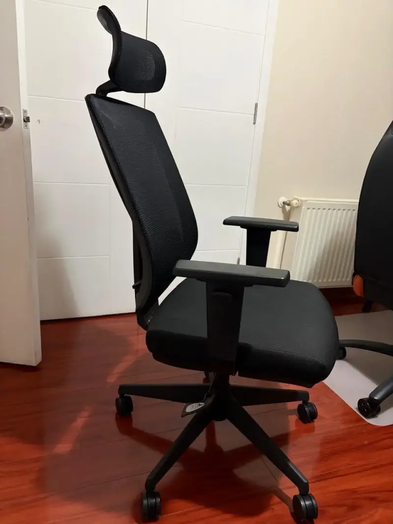 Silla de oficina ergonómica negra con reposacabezas - 1