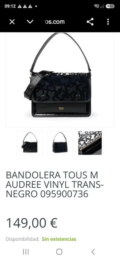 Bandolera Tous Audree Vinyl Transparente Negra - miniatura 4