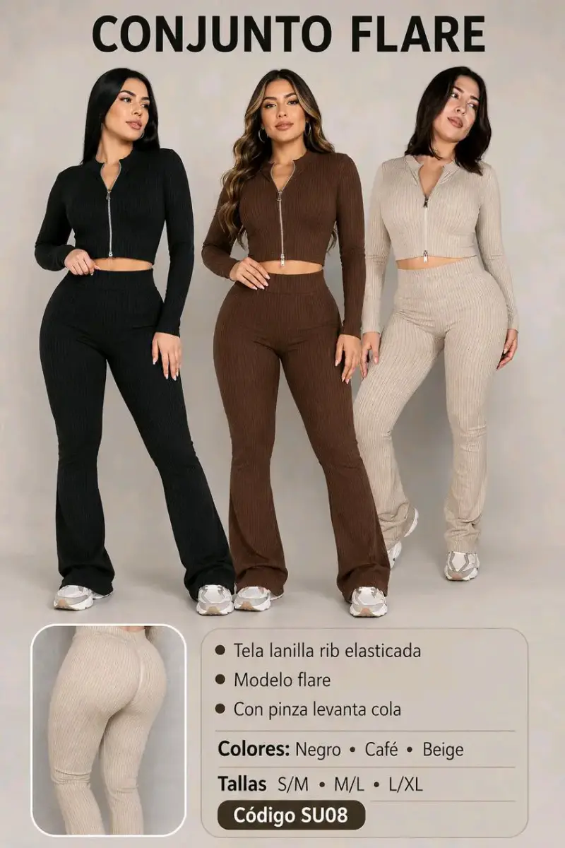 Enterizo Flare Negro y Café con Cierre - 3