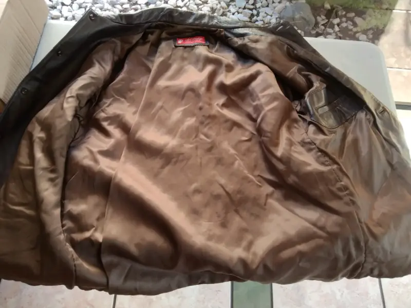 Abrigo de cuero marrón para hombre - 1
