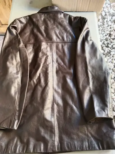 Abrigo de cuero marrón para hombre - miniatura 2
