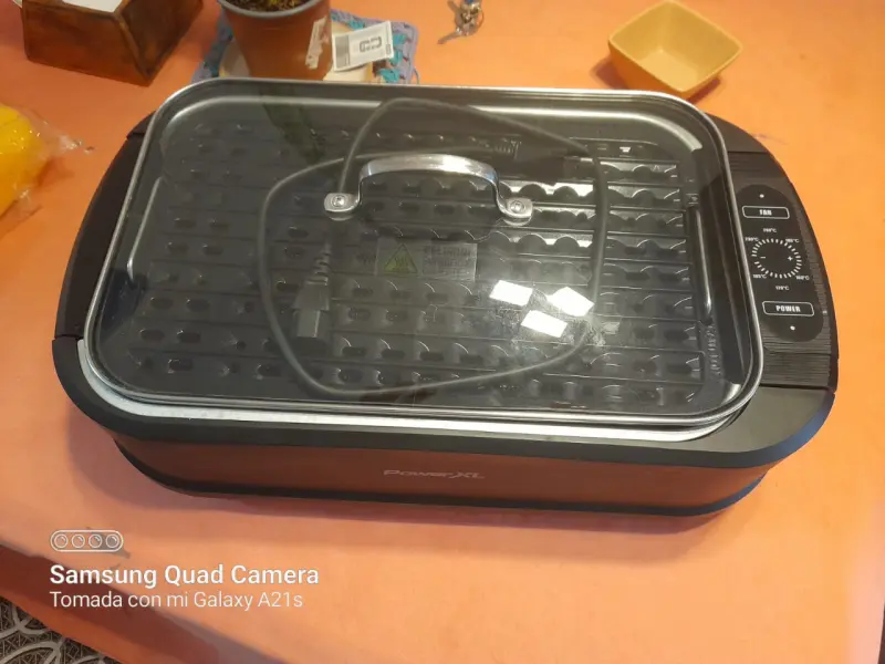 Parrilla eléctrica PowerXL con tapa de vidrio