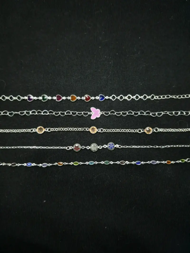 Set de Pulseras de Plata con Dijes y Piedras - 2