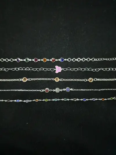 Set de Pulseras de Plata con Dijes y Piedras - miniatura 2