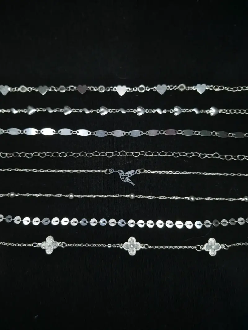 Set de Pulseras de Plata con Dijes y Piedras - 5