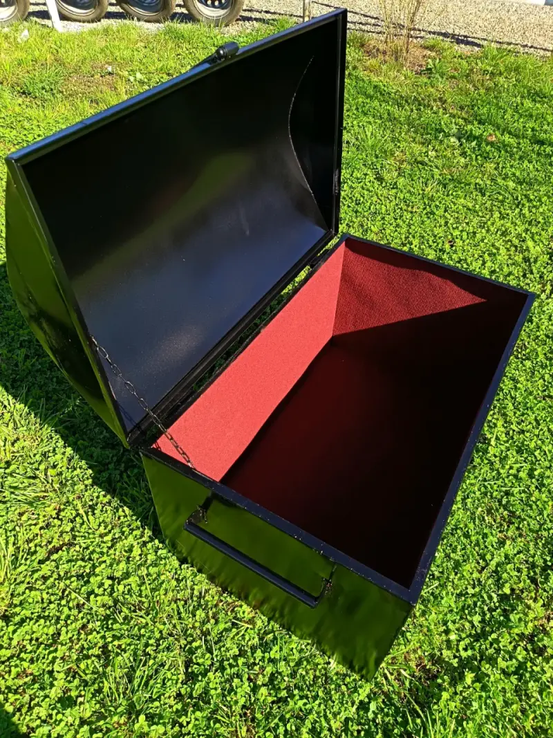 Baúl de almacenamiento metálico negro con interior - 3