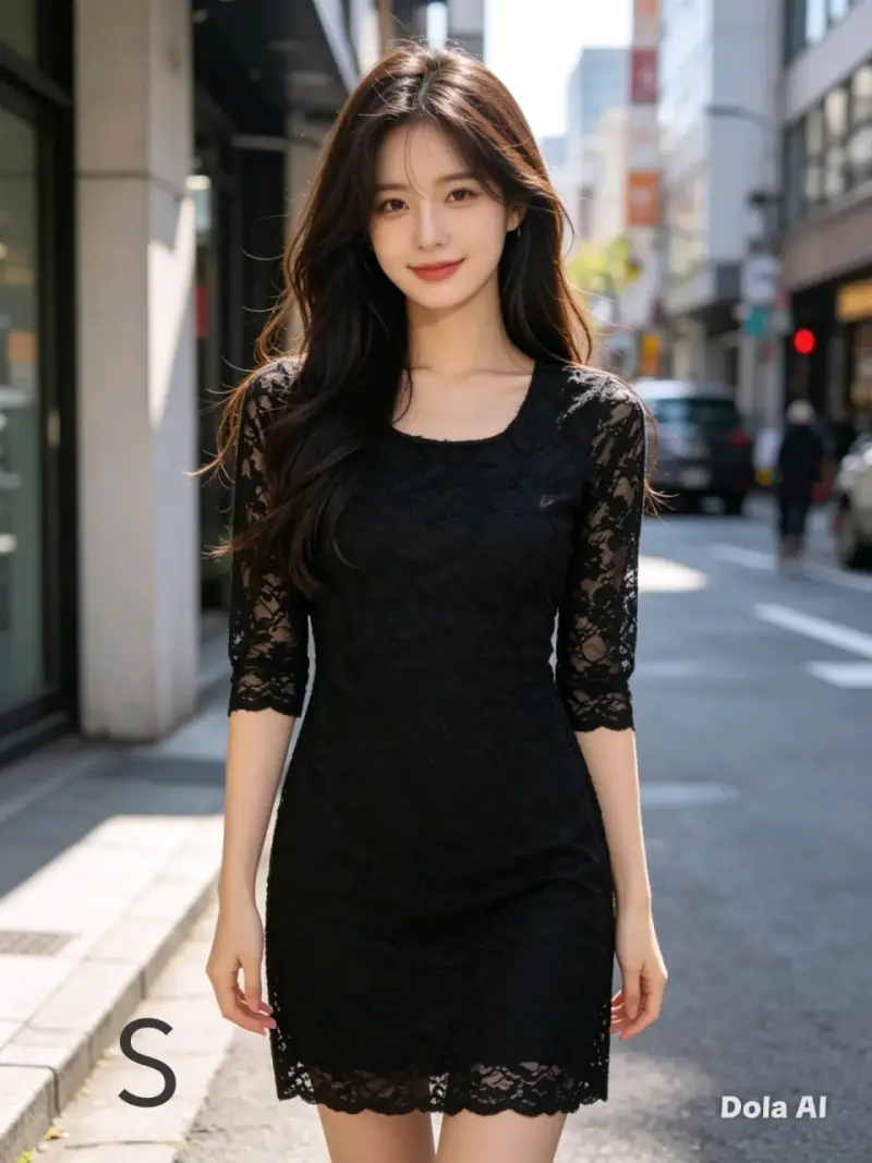 Vestido de encaje negro elegante para mujer