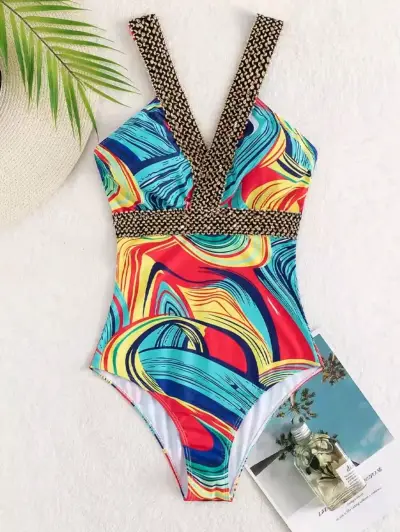 Traje de baño entero estampado multicolor - miniatura 3