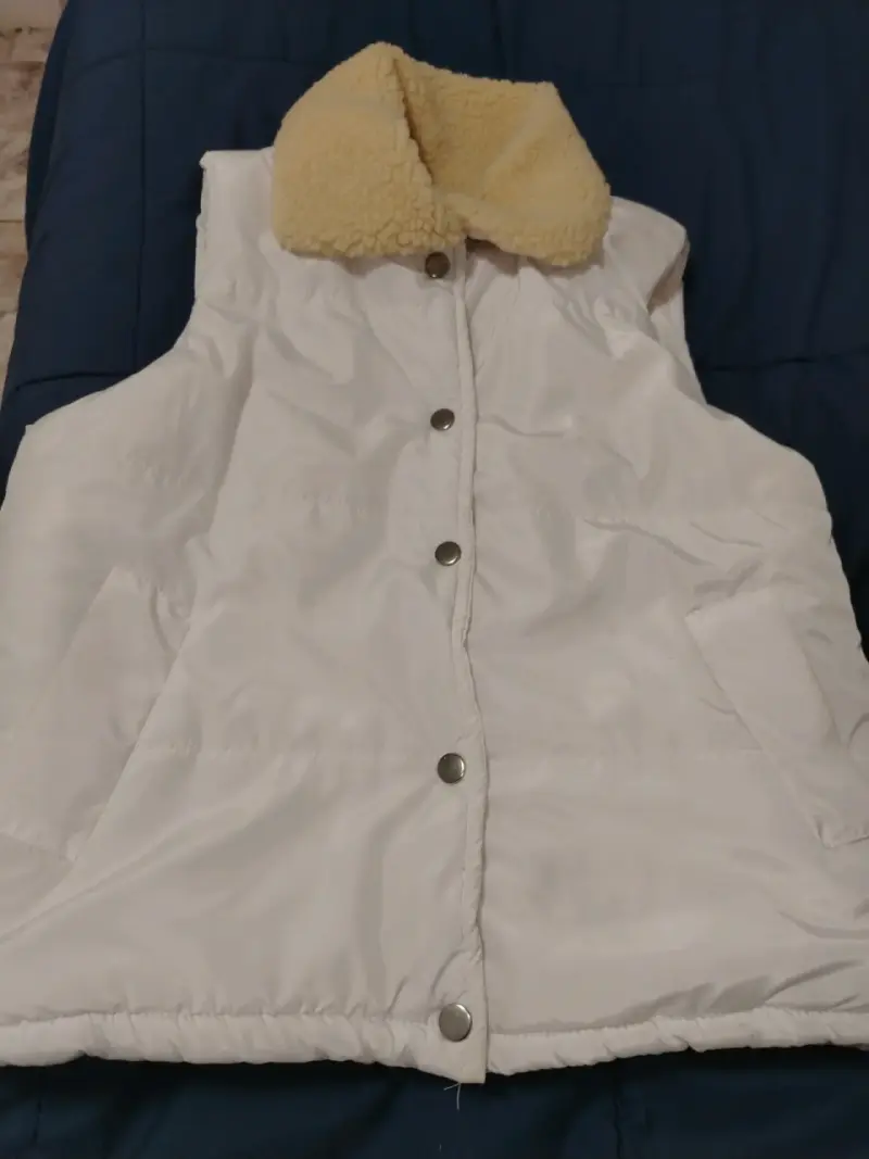 Parka blanca con forro de chiporro - 1