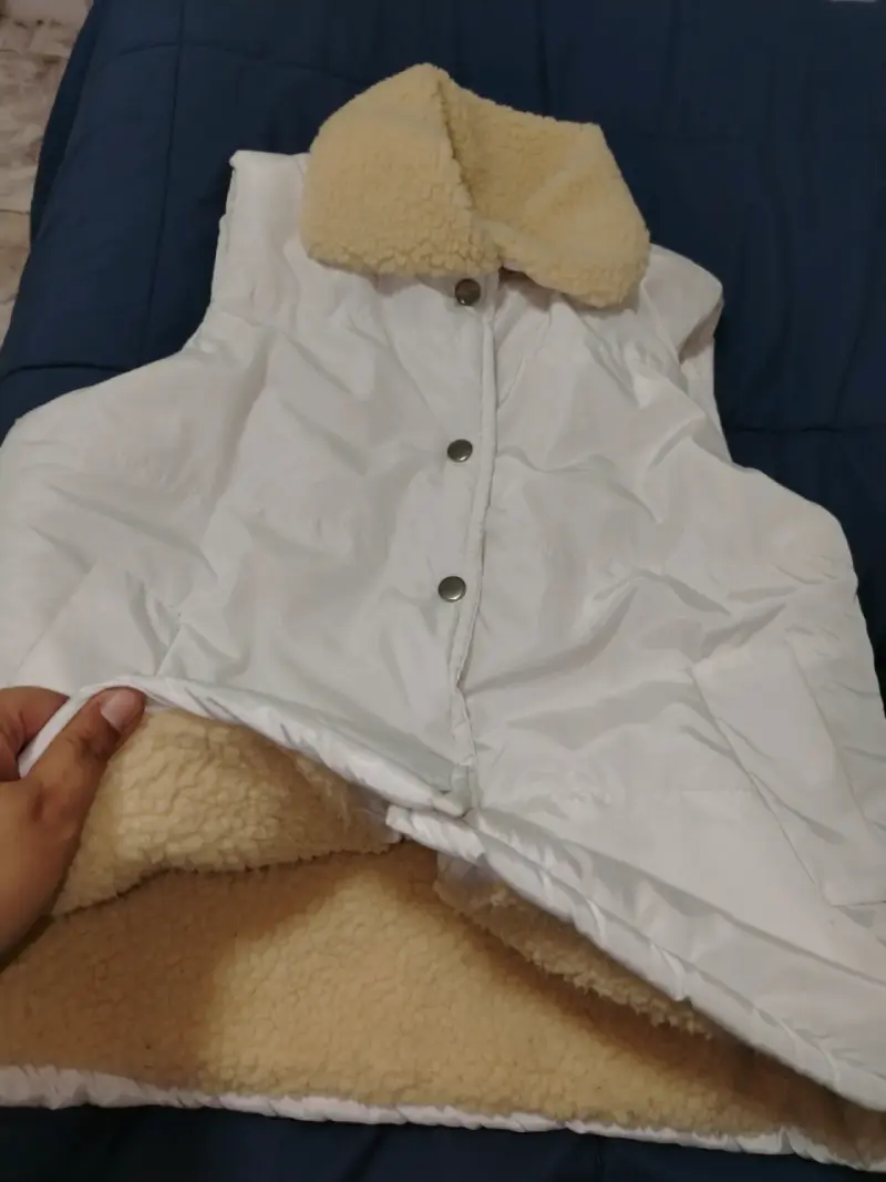 Parka blanca con forro de chiporro - 2