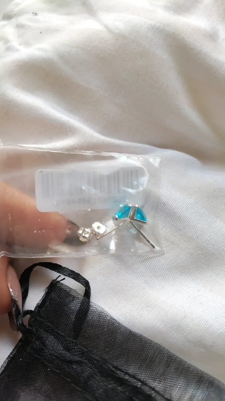 Aros de plata con cristales azules y morados - 3