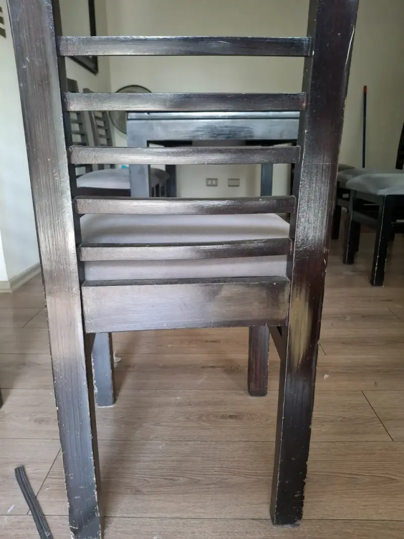 Juego de comedor de madera con vidrio para 6 personas - 3