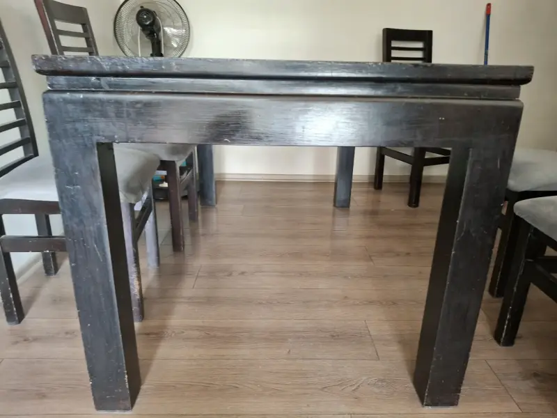 Juego de comedor de madera con vidrio para 6 personas - 5