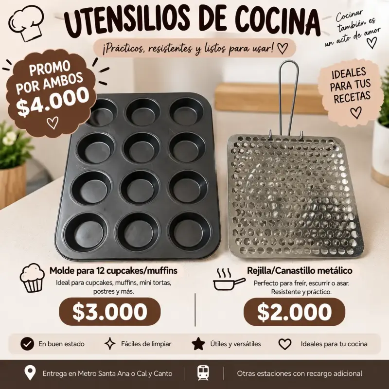 Molde para cupcakes y rejilla metálica