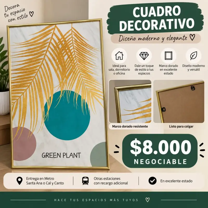 Cuadro decorativo moderno con marco dorado