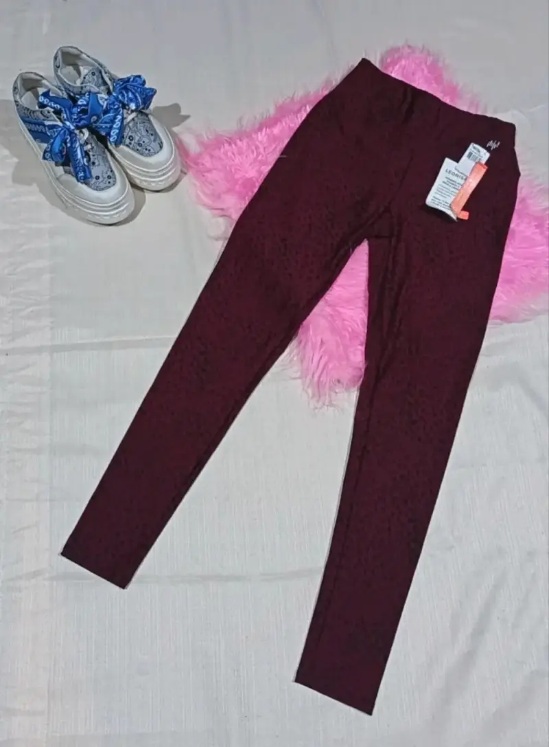 Leggings burdeos con estampado de leopardo Leonisa - 1