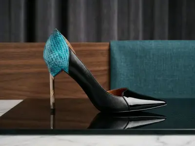 Zapatos de tacón alto Gacel cuero negro y calipso - miniatura 1