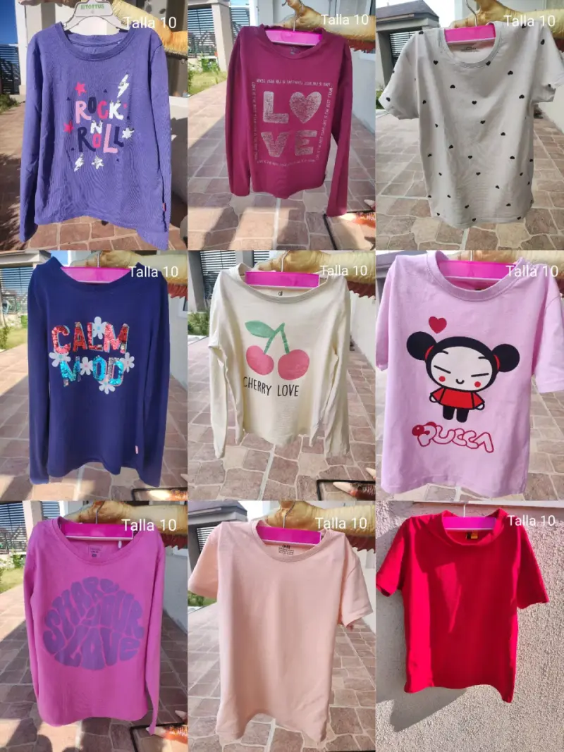 Lote de poleras y polerones talla 10 para niñas