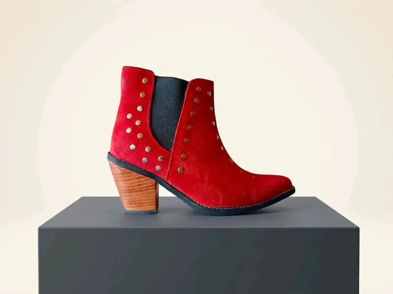 Botines de reno (cuero) rojos con tachas - 1