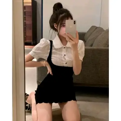Vestido corto blanco y negro - miniatura 3