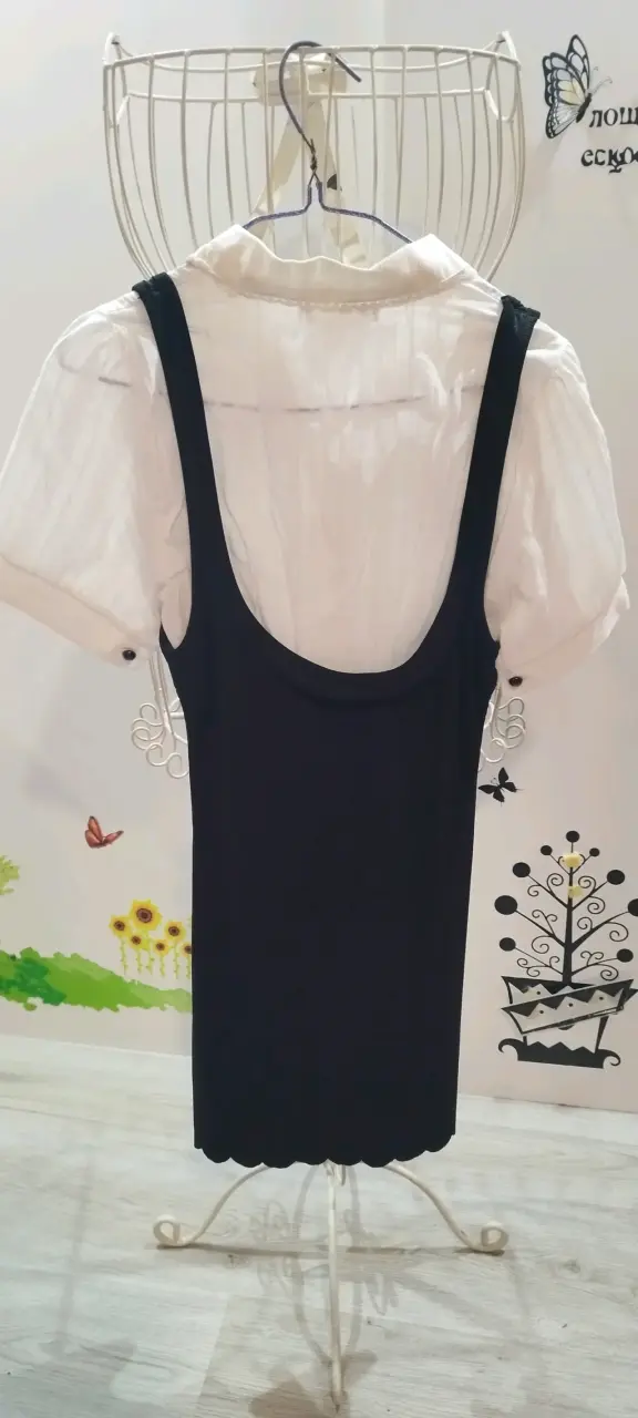 Vestido corto blanco y negro - 6