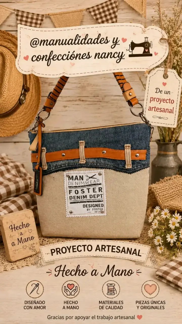 Bolso de mezclilla artesanal estilo Wrangler - 4