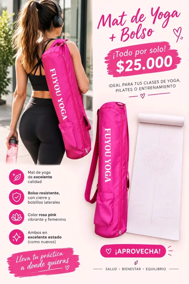Mat de Yoga con Bolso Fuyou Rosa - 1