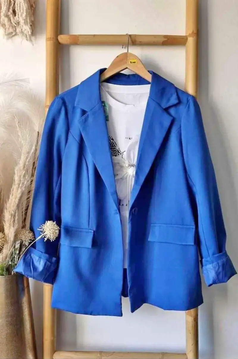 Blazer azul para mujer elegante S