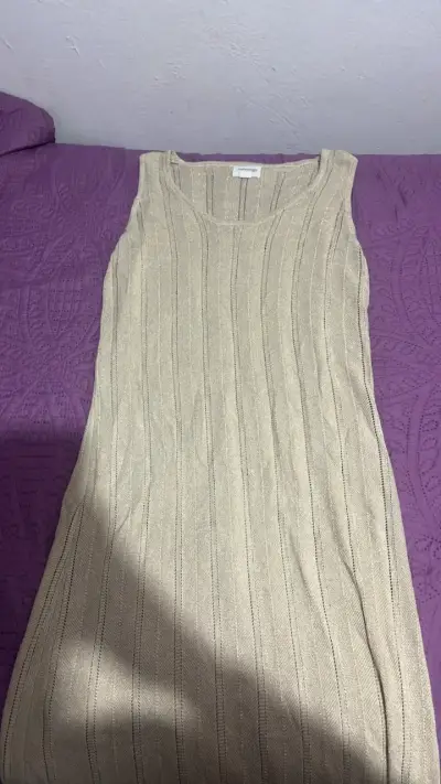 Vestido sin mangas beige de punto Unit - miniatura 1
