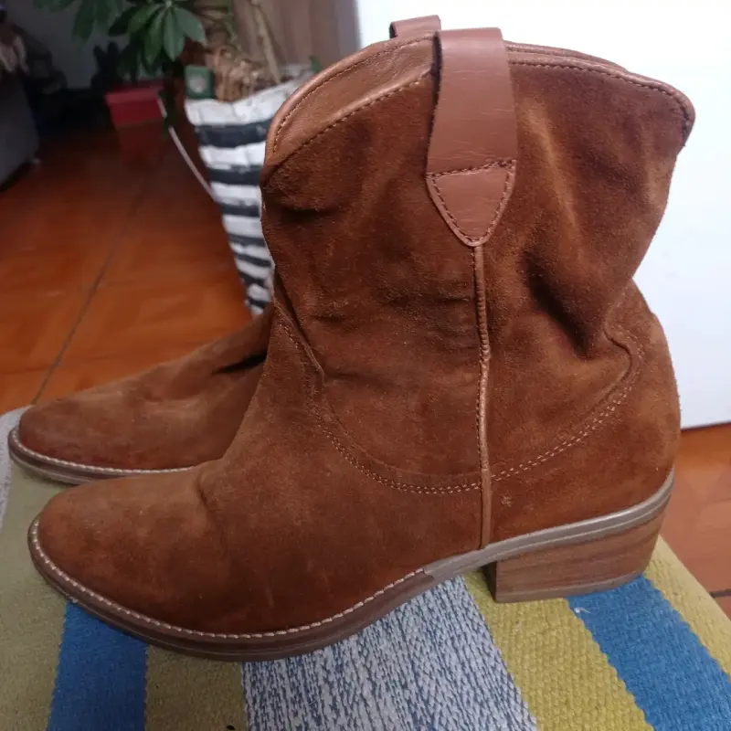 Botines de gamuza marrón para mujer talla 40 - 2