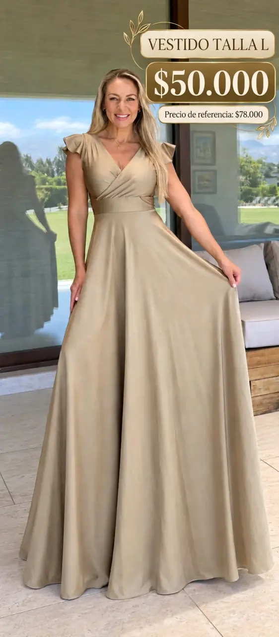 Vestido largo beige talla L elegante