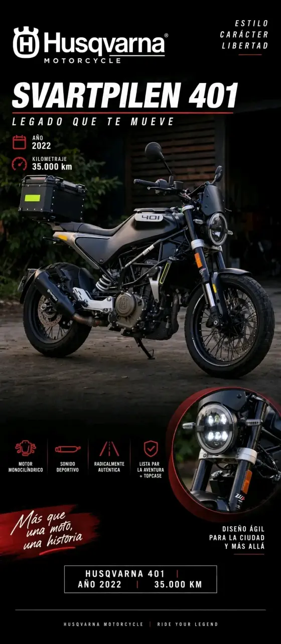 Moto Husqvarna Svartpilen 401 2022 con 35,000 km