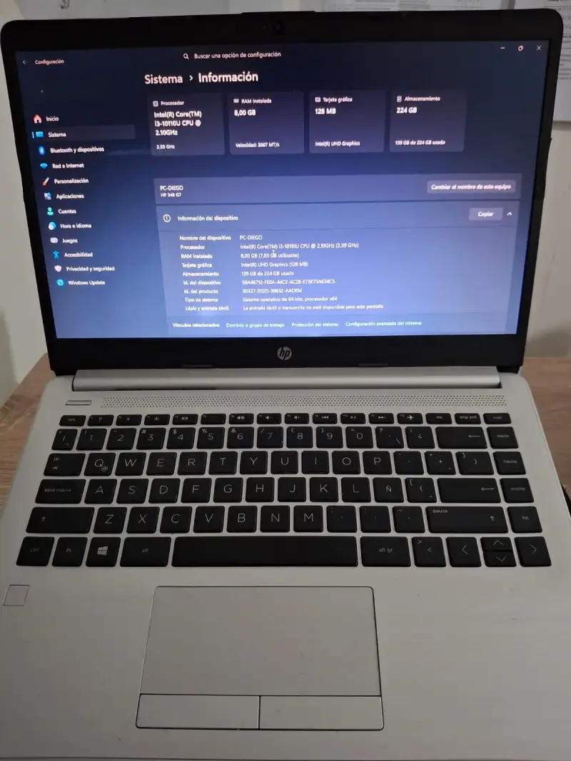 Notebook HP Intel Core i3 8GB RAM 224GB SSD - 1