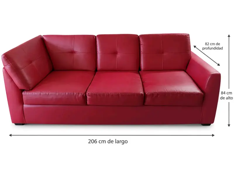 Sofá de tevinil rojo de tres plazas en buen estado - 1