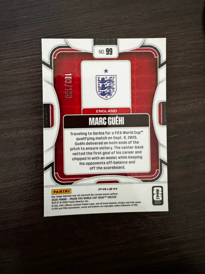 Tarjeta de colección Panini Prizm Marc Guéhi Ingla - 2