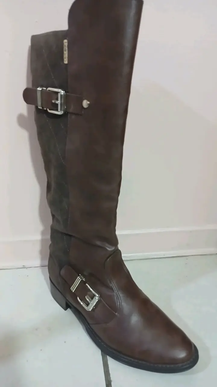 Botas largas de cuero marrón para mujer - 2