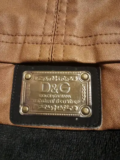 Chaqueta de cuerina marrón D&G para mujer corta - miniatura 3