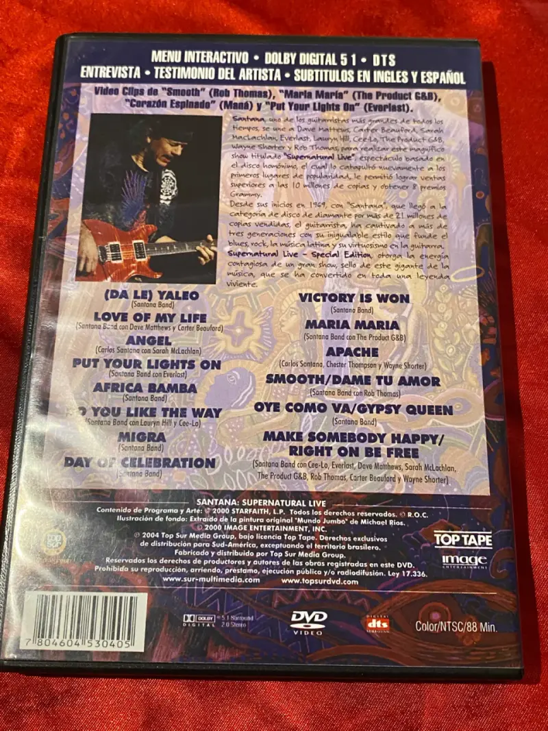 DVD Santana Supernatural Live Edición Especial - 2