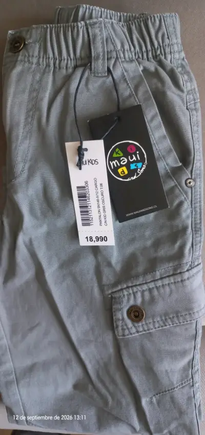 Pantalon cargo gris para niños Maui Kids talla 6 - miniatura 3