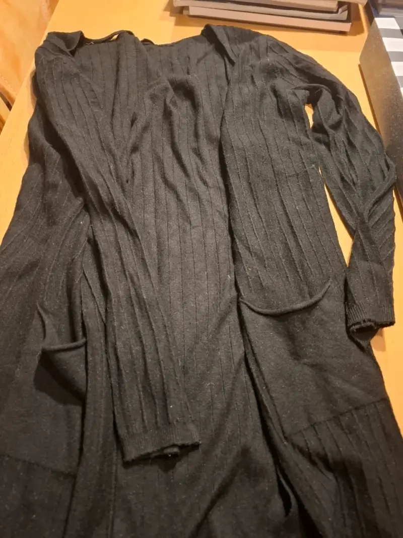 Cárdigan largo negro de punto para mujer - 2