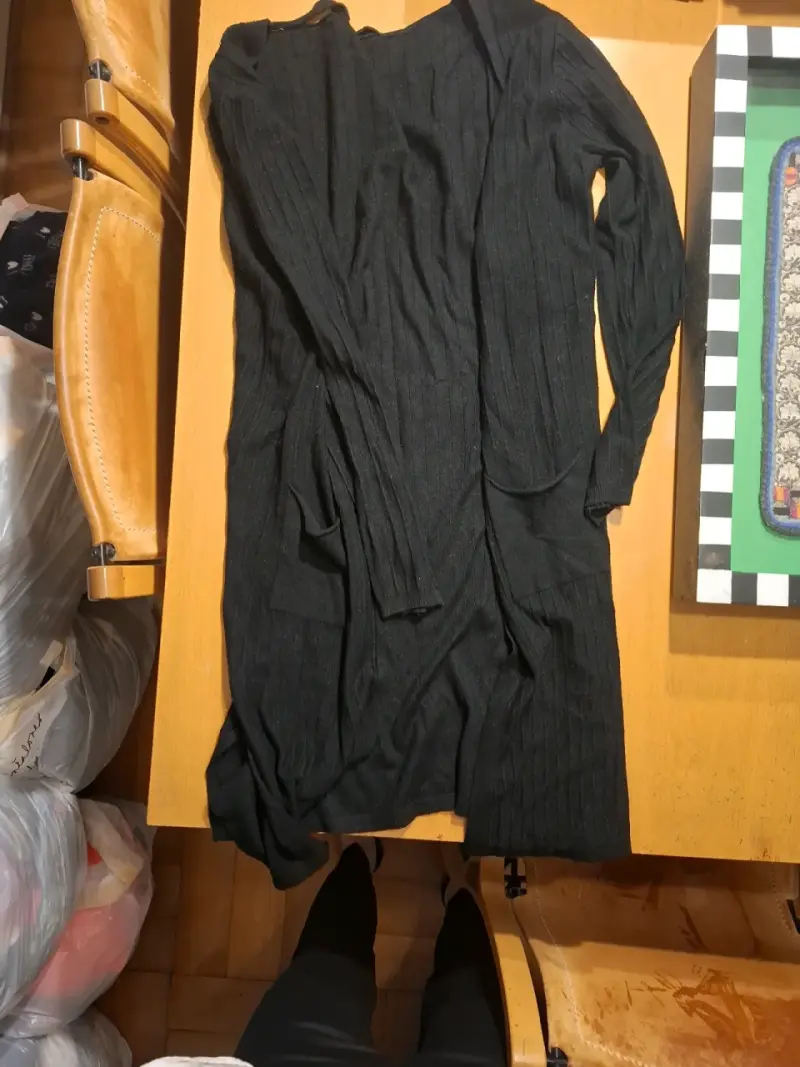 Cárdigan largo negro de punto para mujer - 3
